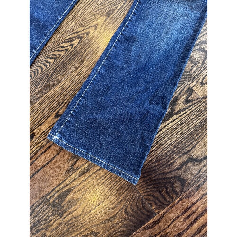 Game Y2K Low Rise Flare Jeans Dark Wash Embroidered Back Pockets 2000s Size 3 - Picture 6 of 8
